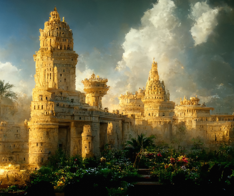 The ancient Babylonian towers and castles and the garden